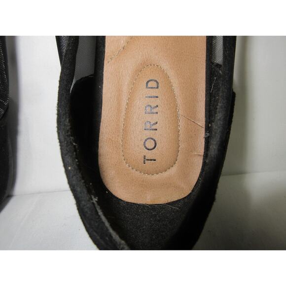 Torrid Women's Sz 9W Faux Black Suede/Mesh Almond Toe Ballet Flat - Picture 7 of 8